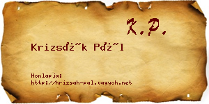 Krizsák Pál névjegykártya